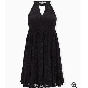 Torrid Black lace keyhole skater dress 12